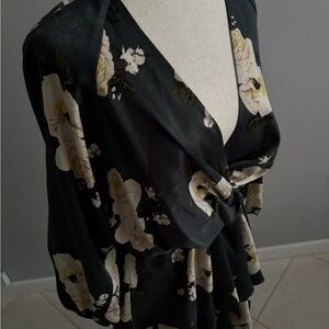 Zara Black and Cream Floral Mini Dress